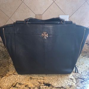 Tory Burch Large Black Handbag Leather Tote